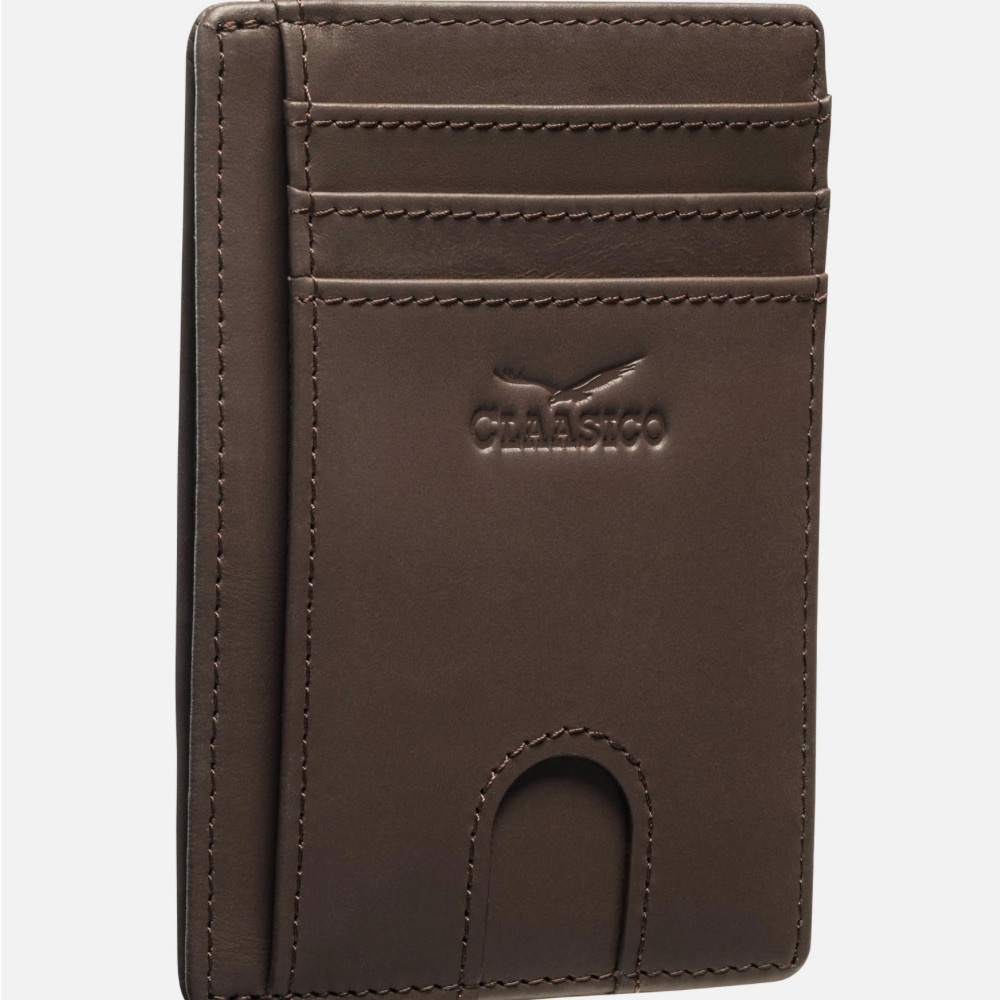 💜NEW💜 GENUINE LEATHER BROWN RFID BLOCKING SECURITY CREDIT CARD HOLDER/WALLET